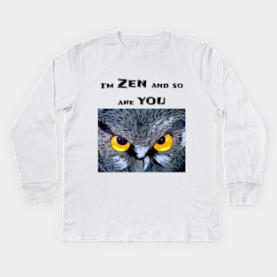 Funny Angry  Owl Cartoon Style Kids Long Sleeve T-Shirt